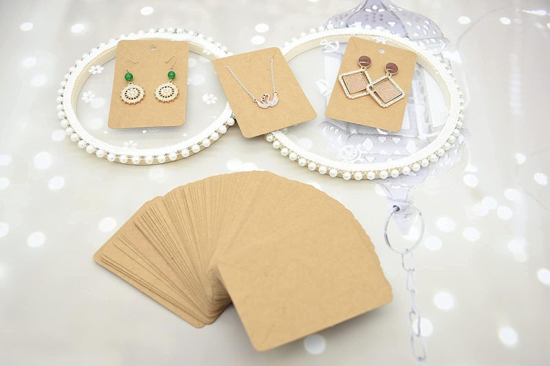 Twavang Brown Earring Display Cards with 100Pcs Earring Holder Cards, 200 Pcs Ear Backs and 100Pcs Jewelry Packaging Bags for Necklace Jewelry Display (3.5" x 2.3" Inches) - Image 4